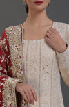 Champagne Chikankari Suit With Parsi Gara Hand Embroidered Dupatta