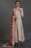 Champagne Chikankari Suit With Parsi Gara Hand Embroidered Dupatta