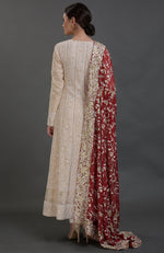 Champagne Chikankari Suit With Parsi Gara Hand Embroidered Dupatta