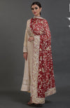 Champagne Chikankari Suit With Parsi Gara Hand Embroidered Dupatta