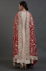 Champagne Chikankari Suit With Parsi Gara Hand Embroidered Dupatta