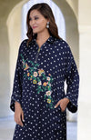 Navy Blue Handcrafted Bandhej Embroidered Co-Ord Set