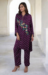 Navy Blue Handcrafted Bandhej Embroidered Co-Ord Set