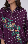 Plum Handcrafted Bandhej Embroidered Co-Ord Set
