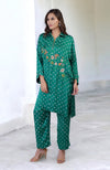 Emerald Green Handcrafted Bandhej Embroidered Co-Ord Set