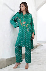 Navy Blue Handcrafted Bandhej Embroidered Co-Ord Set