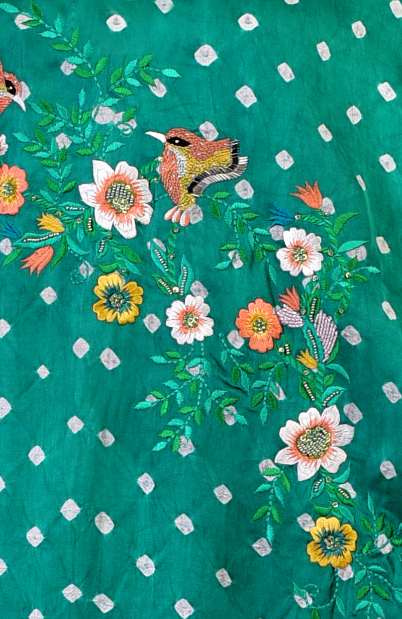 Emerald Green Handcrafted Bandhej Embroidered Co-Ord Set