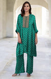 Emerald Green Handcrafted Bandhej Embroidered Co-Ord Set