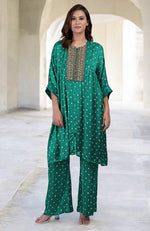 Emerald Green Handcrafted Bandhej Embroidered Co-Ord Set