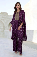 Navy Blue Handcrafted Bandhej Embroidered Co-Ord Set