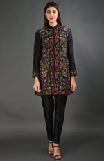 Black Kashmir Kani Art Embroidered Jacket