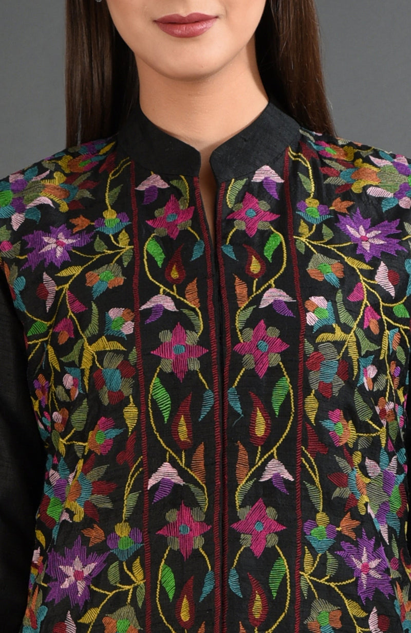 Black Kashmir Kani Art Embroidered Jacket