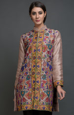 Rosy Brown Kashmir Kani Art Embroidered Jacket