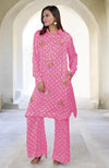 Charm Pink Handcrafted Bandhej Embroidered Co-Ord Set
