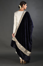 Midnight Blue Kashmiri Tilla Embroidered Dupatta with Suit