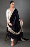 Midnight Blue Kashmiri Tilla Embroidered Dupatta with Suit