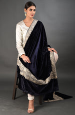 Midnight Blue Kashmiri Tilla Embroidered Dupatta with Suit