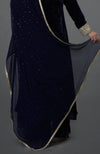Midnight Blue Silk-Velvet Kashmiri Tilla Embroidered Suit