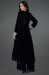 Midnight Blue Silk-Velvet Kashmiri Tilla Embroidered Suit