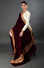 Maroon Kashmiri Tilla Embroidered Dupatta Shawl