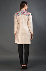 Creamy Beige Kashmir Kani Art Embroidered Jacket Set