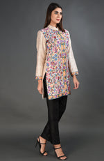 Creamy Beige Kashmir Kani Art Embroidered Jacket Set