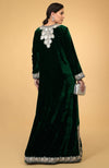 Emerald Green- Silver Kashmir Embroidered Kaftan