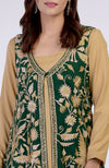 Emerald Green Parsi Gara Embroidered Overlay Suit