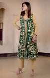 Emerald Green Parsi Gara Embroidered Overlay Suit