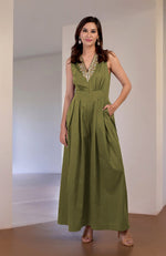 Green Moss Gold Tilla Hand Embroidered Jumpsuit