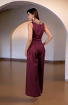 Red Plum Gold Tilla Hand Embroidered Jumpsuit