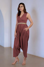 Marsala V-Neck Jumpsuit