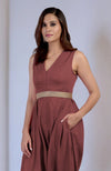Marsala V-Neck Jumpsuit