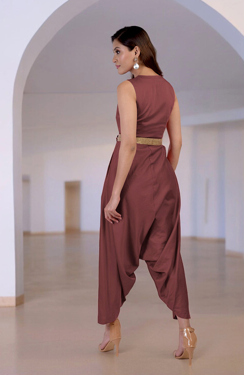 Marsala V-Neck Jumpsuit