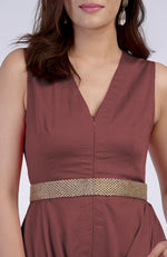 Marsala V-Neck Jumpsuit