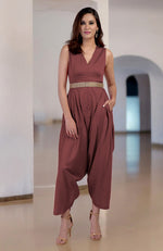 Marsala V-Neck Jumpsuit