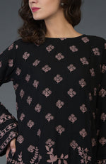 Black-Mauve Parsi Embroidered Tunic Suit