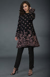 Black-Mauve Parsi Embroidered Tunic Suit