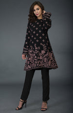 Black-Mauve Parsi Embroidered Tunic Suit