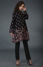 Black-Mauve Parsi Embroidered Tunic Suit