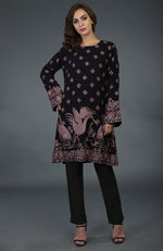 Black-Mauve Parsi Embroidered Tunic Suit