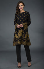 Black-Beige Gold Parsi Embroidered Tunic Suit