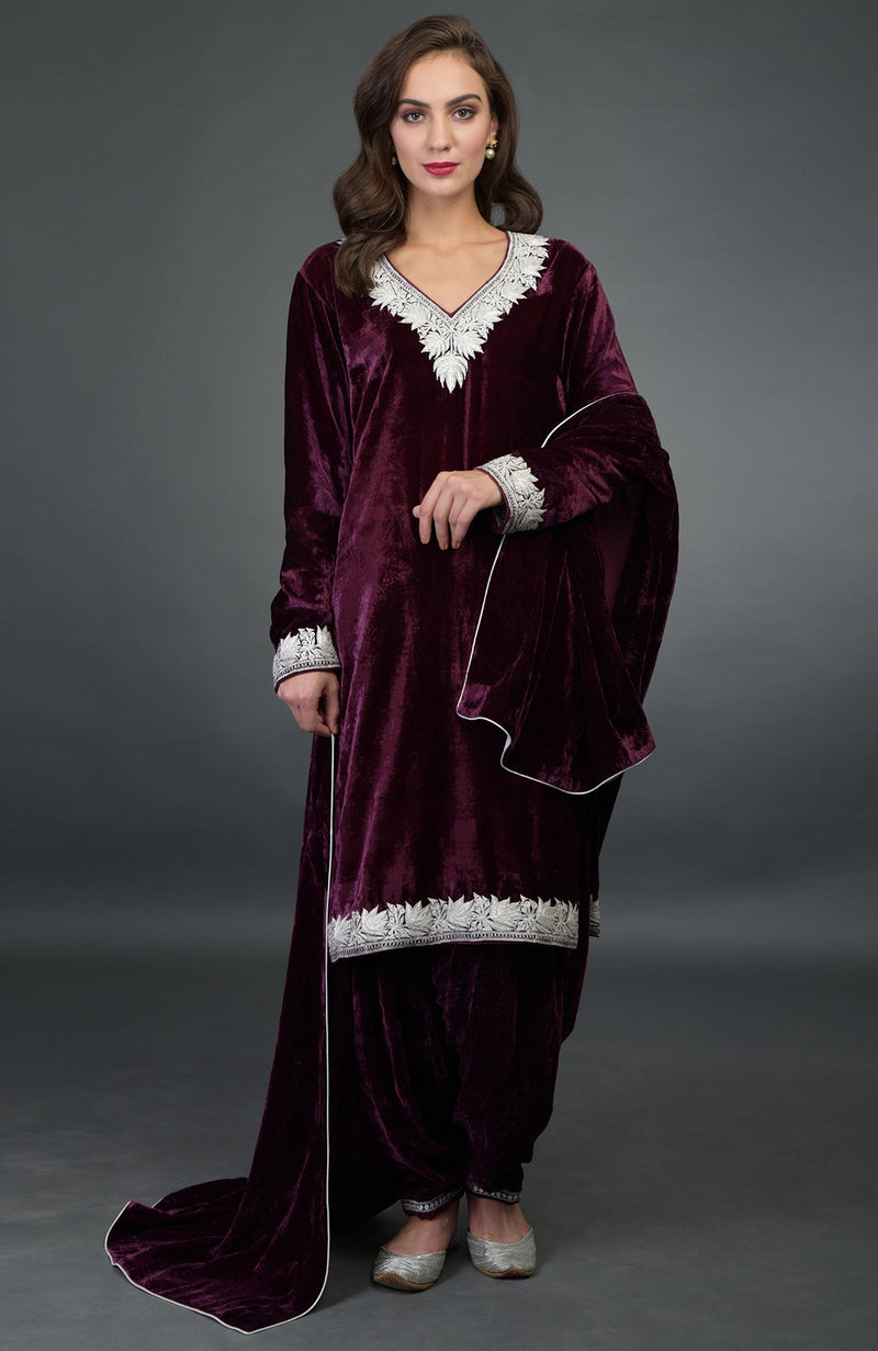 Noor Silk-Velvet Tilla Embroidered Patiala Salwar Suit