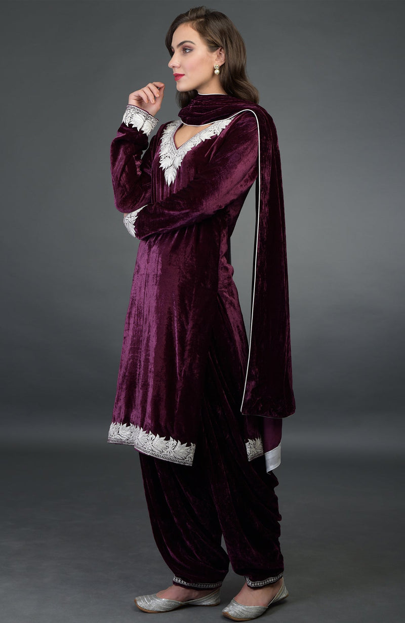 Noor Silk-Velvet Tilla Embroidered Patiala Salwar Suit