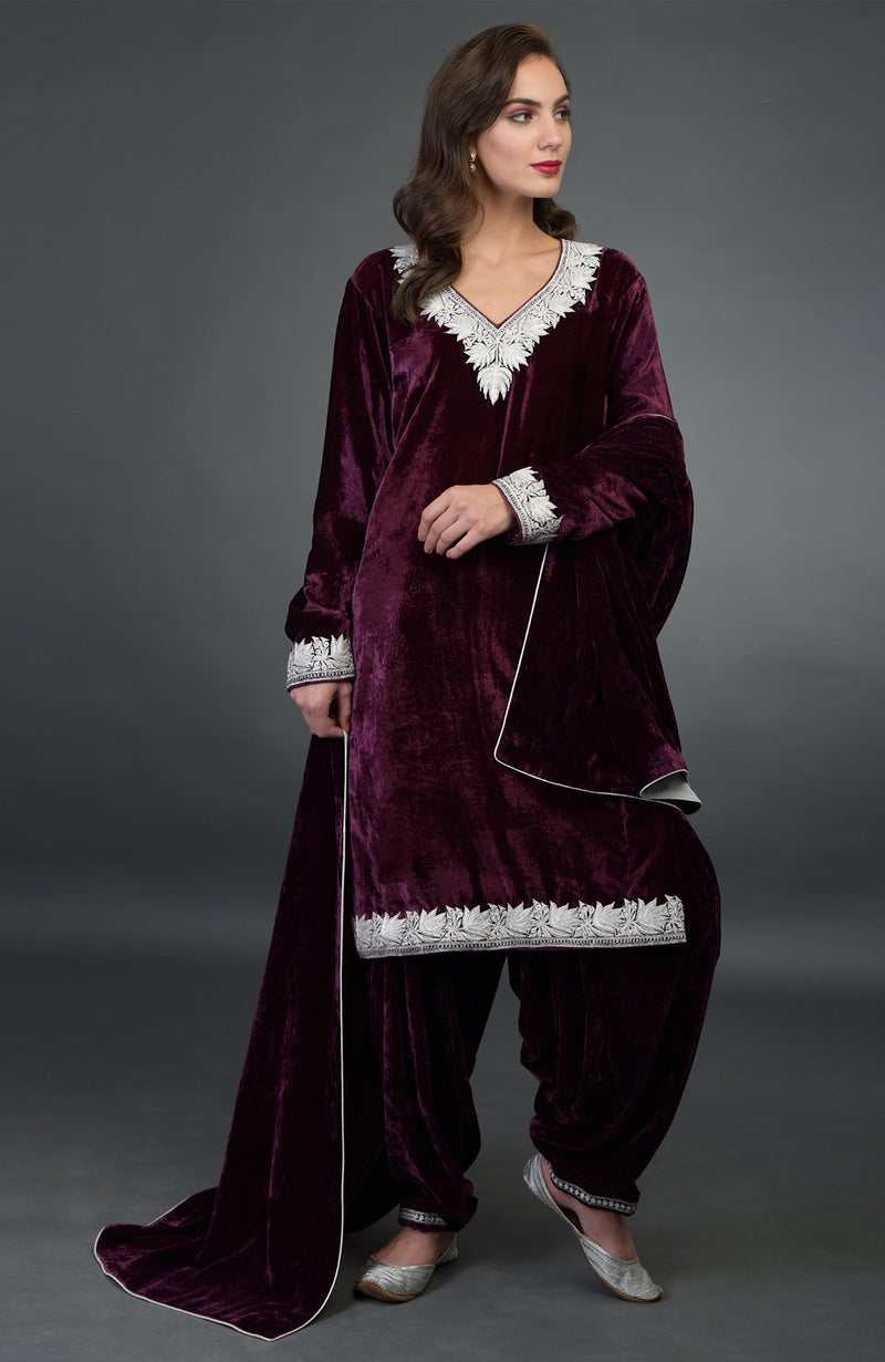 Noor Silk-Velvet Tilla Embroidered Patiala Salwar Suit
