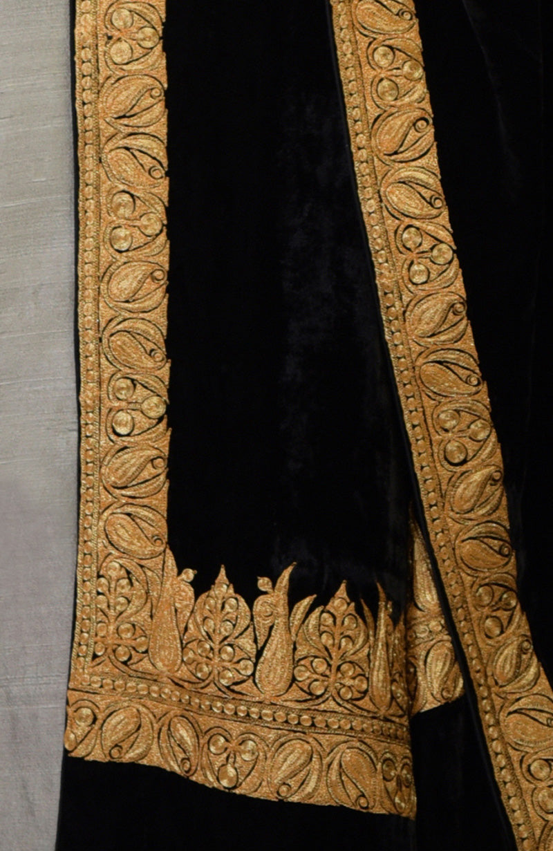 Black Kashmiri Tilla Embroidered Dupatta With Palazzo Suit