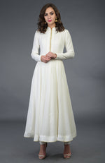 Ivory Pure Georgette/ Pure Crepe/ Pure Silk Anarkali Suit