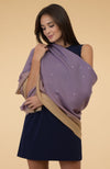 Mauve- Beige Ombre Sequin Hand Embroidered Pure Cashmere Stole