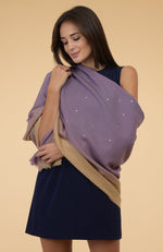 Mauve- Beige Ombre Sequin Hand Embroidered Pure Cashmere Stole