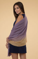 Mauve- Beige Ombre Sequin Hand Embroidered Pure Cashmere Stole